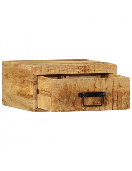 Comodini da Parete 2pz in Legno Grezzo Massello di Mango