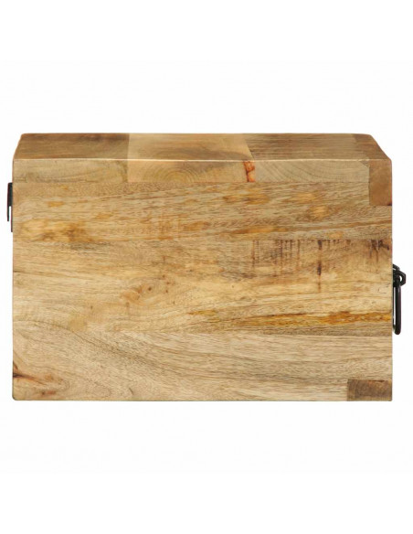 Comodini da Parete 2pz in Legno Grezzo Massello di Mango