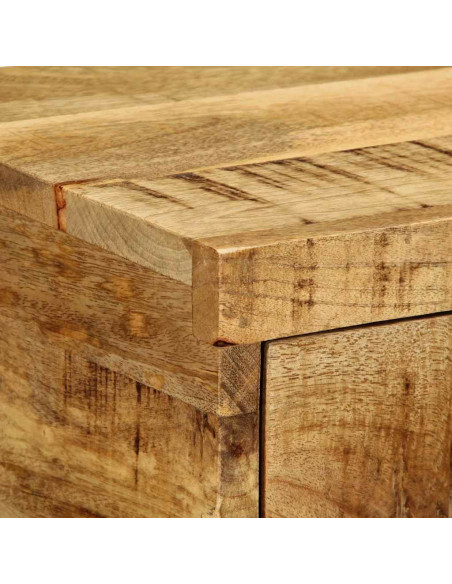 Comodini da Parete 2pz in Legno Grezzo Massello di Mango