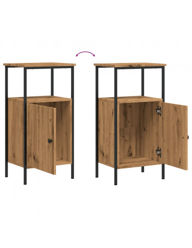 Comodini 2pz Rovere Artigianale 41x31x80cm in Legno Multistrato