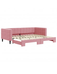 Divano Letto con Letto Estraibile Rosa 90x200 cm in Velluto