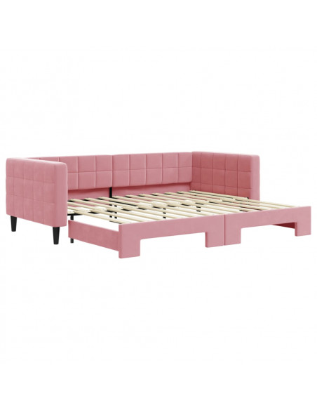 Divano Letto con Letto Estraibile Rosa 90x200 cm in Velluto