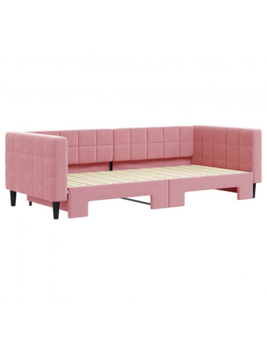 Divano Letto con Letto Estraibile Rosa 90x200 cm in Velluto