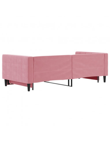 Divano Letto con Letto Estraibile Rosa 90x200 cm in Velluto