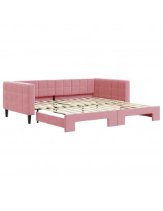 Divano Letto con Letto Estraibile Rosa 100x200 cm in Velluto