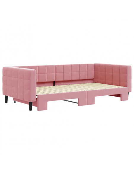 Divano Letto con Letto Estraibile Rosa 100x200 cm in Velluto
