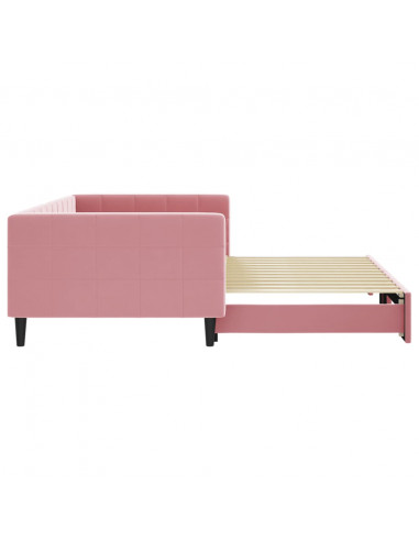 Divano Letto con Letto Estraibile Rosa 100x200 cm in Velluto