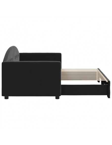 Divano Letto con Letto Estraibile Nero 80x200 cm in Velluto