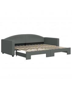 Divano Letto con Letto Estraibile Grigio Scuro 90x200cm Tessuto
