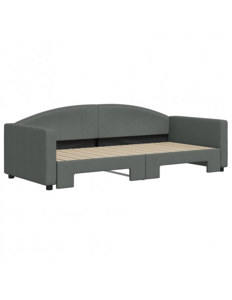 Divano Letto con Letto Estraibile Grigio Scuro 90x200cm Tessuto