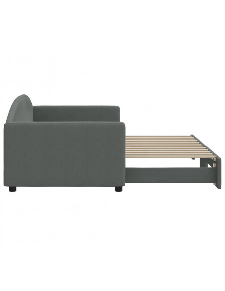 Divano Letto con Letto Estraibile Grigio Scuro 90x200cm Tessuto