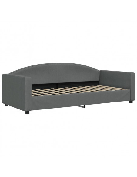 Divano Letto con Letto Estraibile Grigio Scuro 90x200cm Tessuto