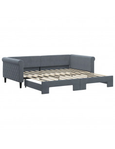 Divano Letto con Letto Estraibile Grigio Scuro 100x200 Velluto