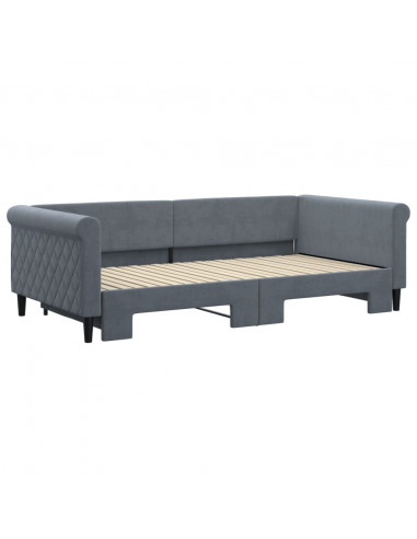 Divano Letto con Letto Estraibile Grigio Scuro 100x200 Velluto