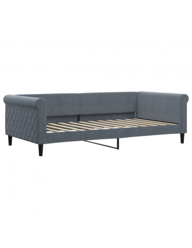 Divano Letto con Letto Estraibile Grigio Scuro 100x200 Velluto