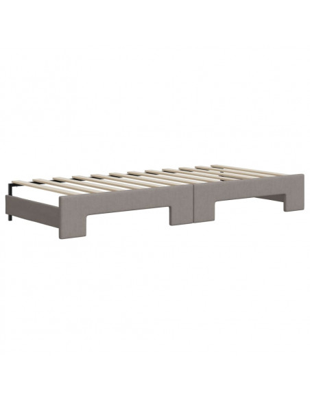 Divano Letto Estraibile con Cassetti Tortora 80x200 cm Tessuto