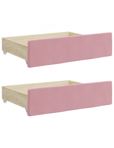 Divano Letto Estraibile con Cassetti Rosa 90x200 cm Velluto