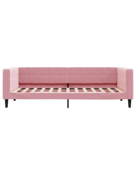 Divano Letto Estraibile con Cassetti Rosa 100x200 cm Velluto