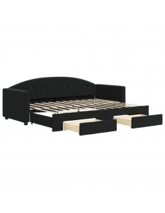 Divano Letto Estraibile con Cassetti Nero 80x200 cm in Velluto