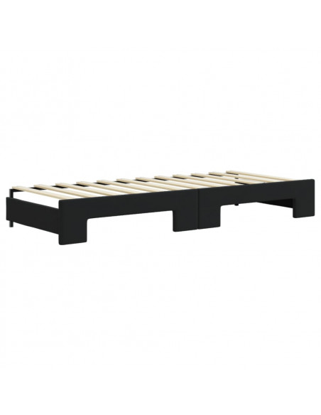 Divano Letto Estraibile con Cassetti Nero 80x200 cm in Velluto