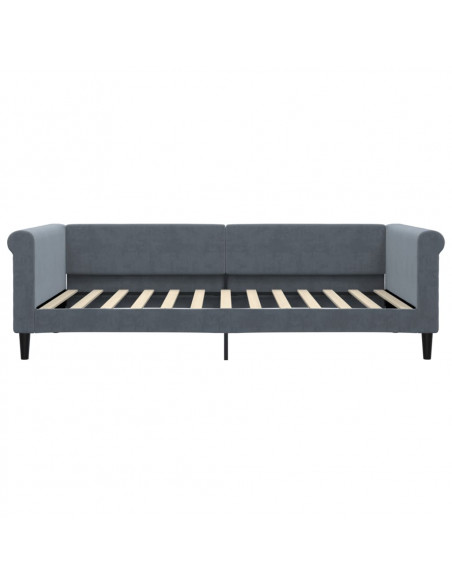 Divano Letto Estraibile Cassetti Grigio Scuro 100x200cm Velluto