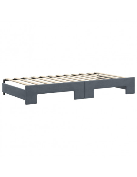 Divano Letto Estraibile Cassetti Grigio Scuro 100x200cm Velluto