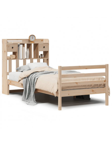 Giroletto con Libreria senza Materasso 75x190 cm in Legno Pino