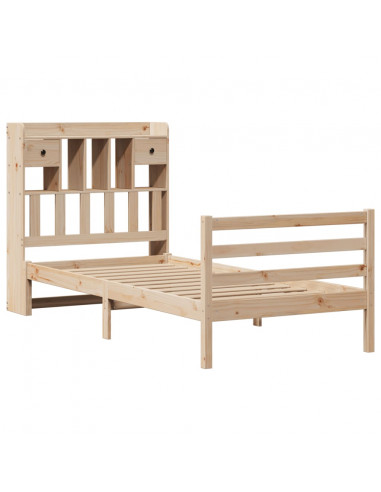 Giroletto con Libreria senza Materasso 75x190 cm in Legno Pino