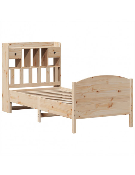 Giroletto con Libreria senza Materasso 75x190 cm in Legno Pino