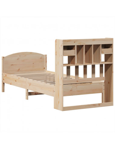 Giroletto con Libreria senza Materasso 75x190 cm in Legno Pino