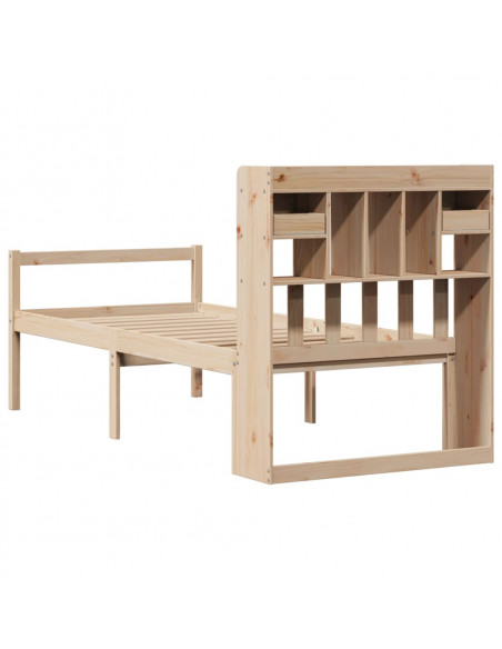 Giroletto con Libreria senza Materasso 75x190 cm in Legno Pino