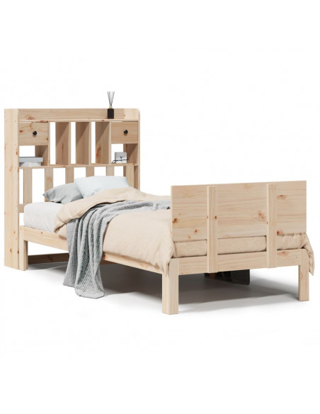Giroletto con Libreria senza Materasso 75x190 cm in Legno Pino