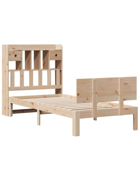 Giroletto con Libreria senza Materasso 75x190 cm in Legno Pino