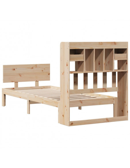 Giroletto con Libreria senza Materasso 75x190 cm in Legno Pino