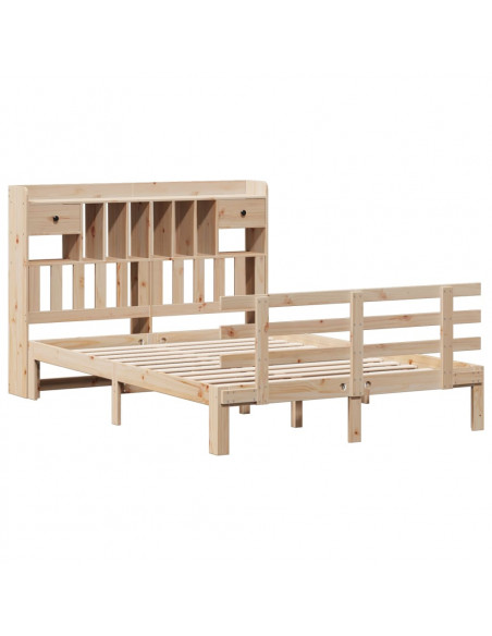 Letto Libreria senza Materasso 140x200 cm in Legno di Pino