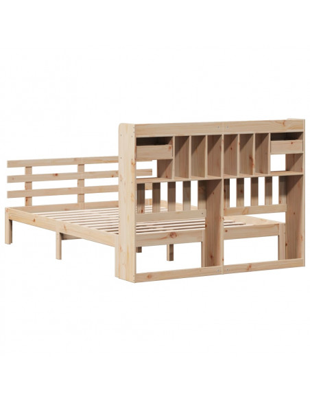 Letto Libreria senza Materasso 140x200 cm in Legno di Pino