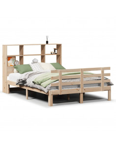 Letto Libreria senza Materasso 140x200 cm in Legno di Pino
