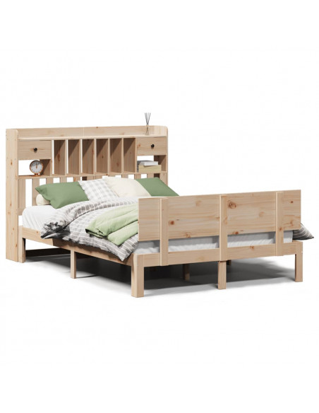 Letto Libreria senza Materasso 140x200 cm in Legno di Pino