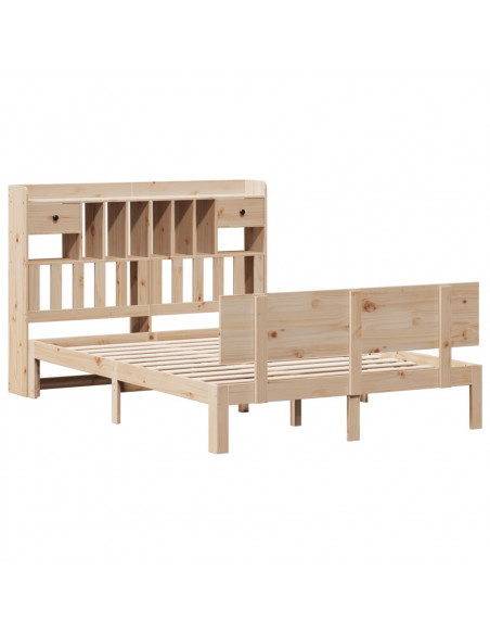 Letto Libreria senza Materasso 140x200 cm in Legno di Pino