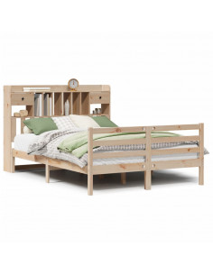Letto Libreria senza Materasso 140x200 cm in Legno di Pino