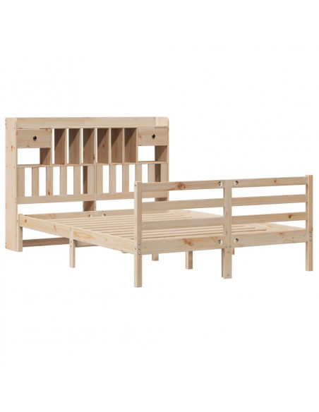 Letto Libreria senza Materasso 140x200 cm in Legno di Pino