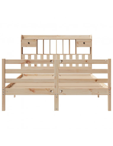 Letto Libreria senza Materasso 140x200 cm in Legno di Pino