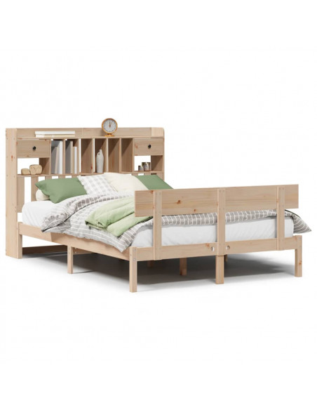 Letto Libreria senza Materasso 140x200 cm in Legno di Pino