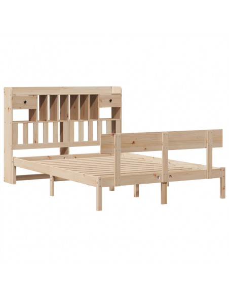 Letto Libreria senza Materasso 140x200 cm in Legno di Pino
