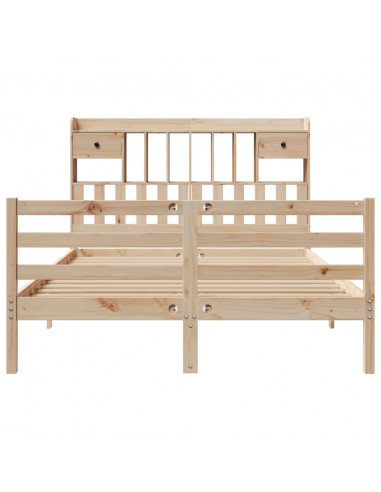 Letto Libreria senza Materasso 140x190 cm in Legno di Pino