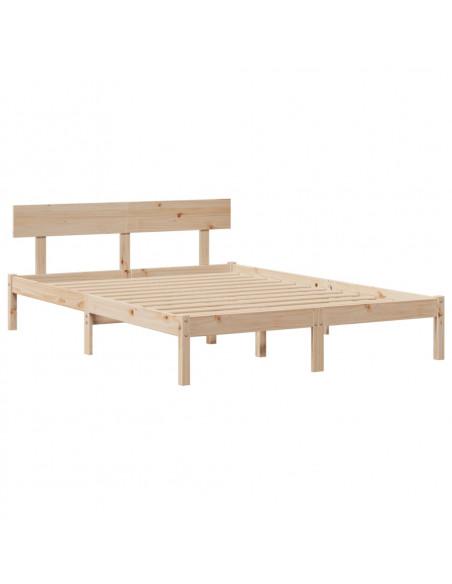 Letto Libreria senza Materasso 140x200 cm in Legno di Pino