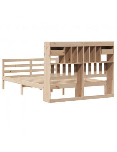 Letto Libreria senza Materasso 140x190 cm in Legno di Pino