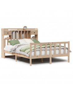 Letto Libreria senza Materasso 140x190 cm in Legno di Pino