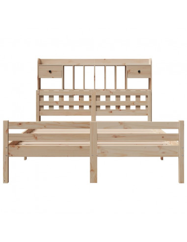 Letto Libreria senza Materasso 140x200 cm in Legno di Pino