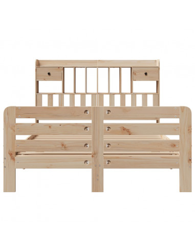 Letto Libreria senza Materasso 140x200 cm in Legno di Pino